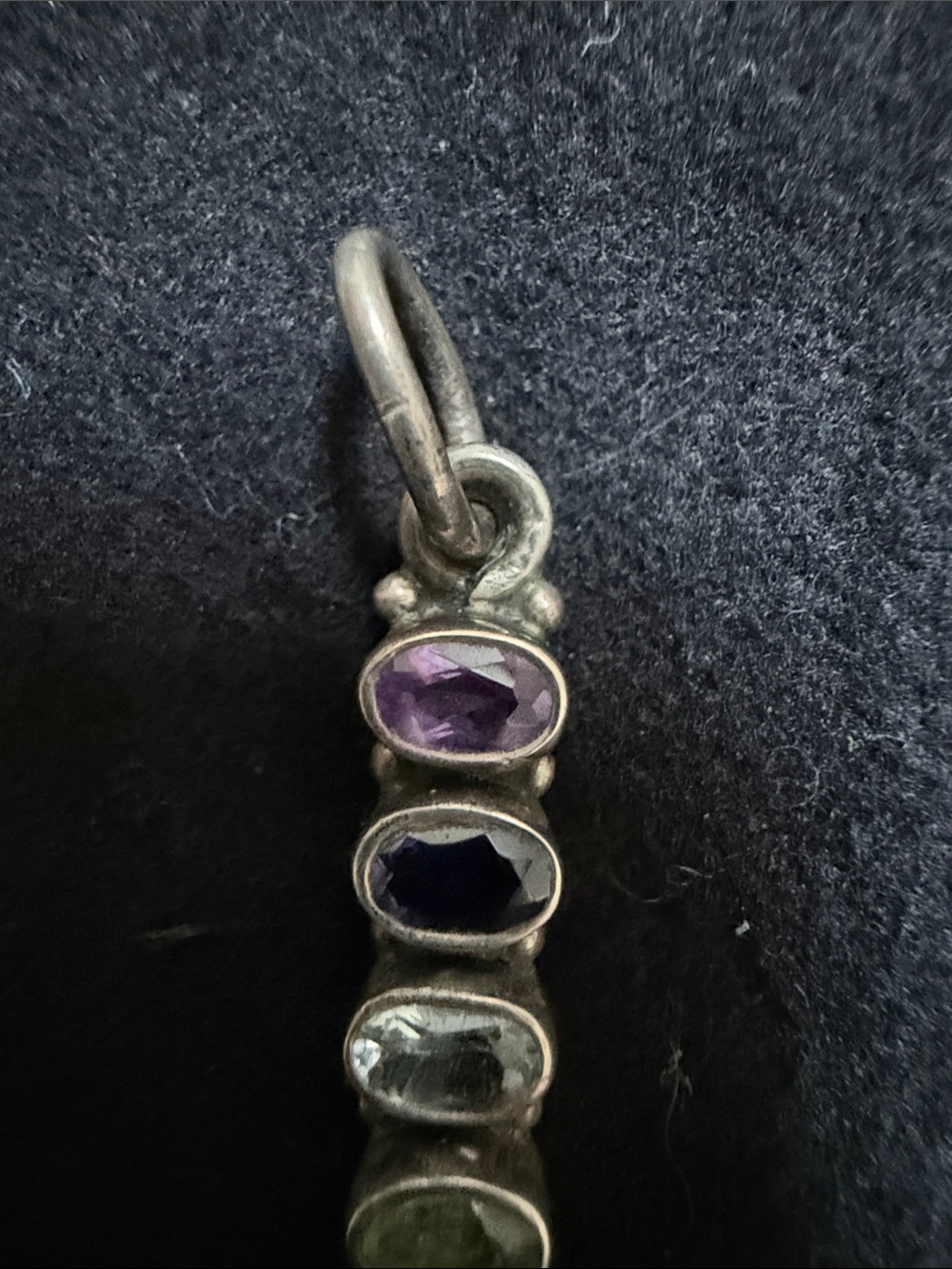 Source Unknown Sterling Multi-Color Gem Bar Pendant with Pearl - Picture 10 of 11